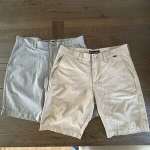 Travis Mathew Golf Shorts Bundle (2) Gray & Khaki Performance Shorts - Size 33